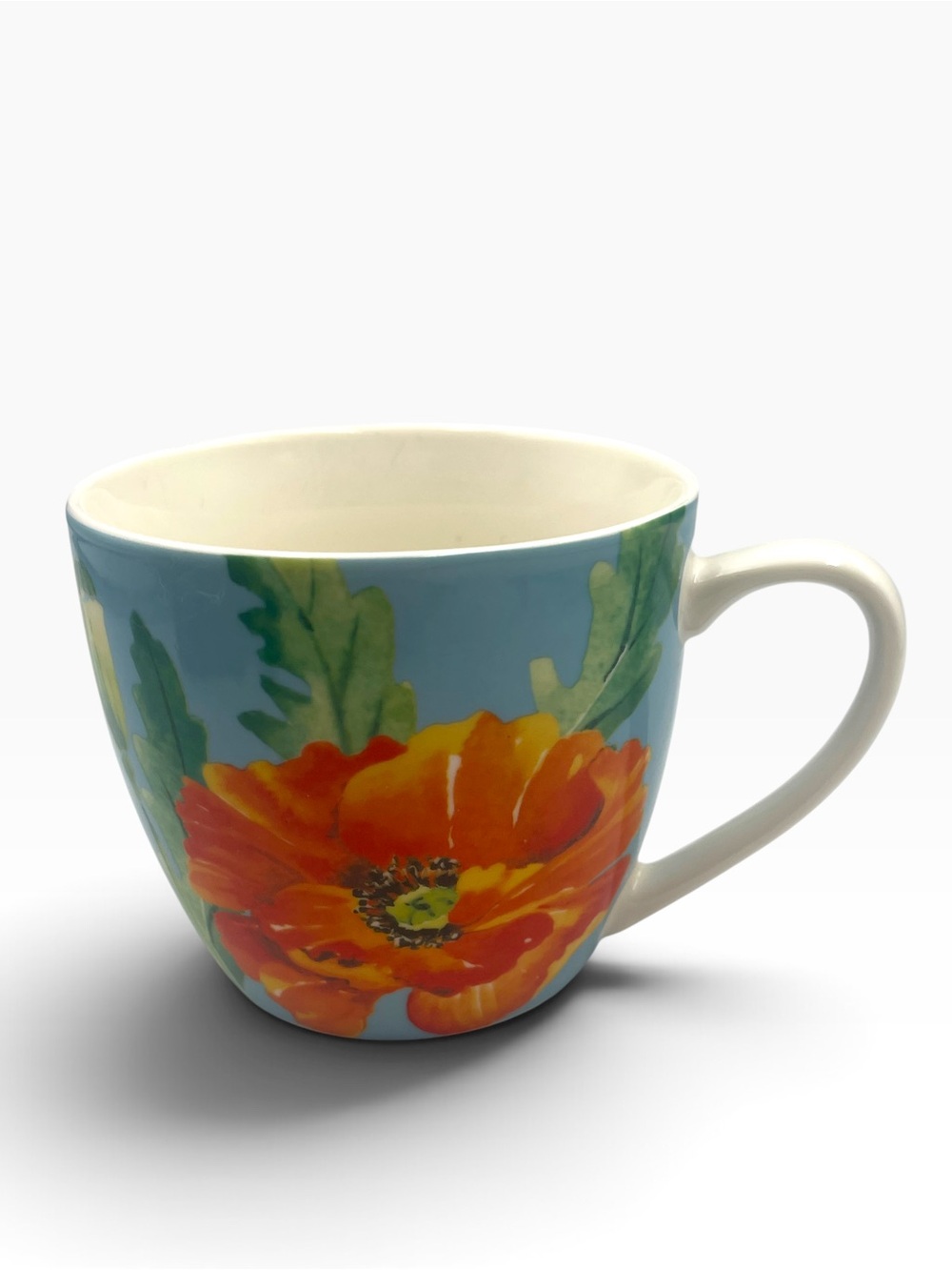 🌸 Pimpernel Portmeirion Watercolor Poppy Teal Ceramic Coffee Mug 16oz